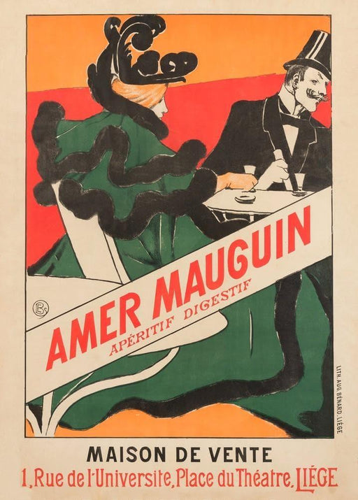 'Amer Mauguin', Belgium 1895, Reproduction 200gsm A3 Vintage Art Nouveau Poster - World of Art Global Limited