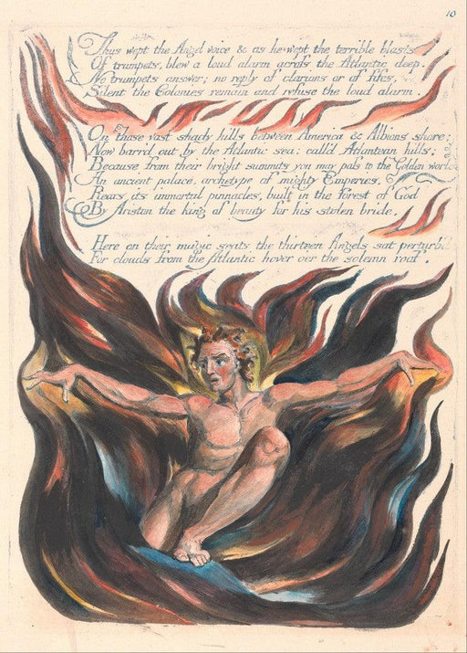 'America, A Prophecy  (Thus wept the Angel voice)', William Blake, England, 1793, Reproduction 200gsm A3 Vintage Poster - World of Art Global Limited