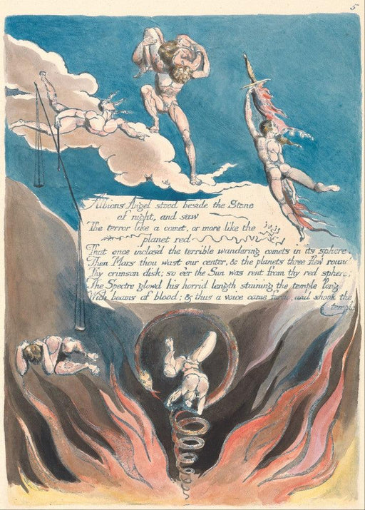 'America, A Prophecy (Albions Angel stood beside the solid stone)', William Blake, England, 1793, Reproduction 200gsm A3 Vintage Poster - World of Art Global Limited