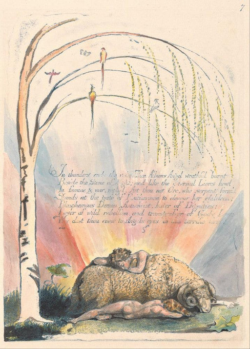 'America, A Prophecy  (In Thunder ends the Voice)', William Blake, England, 1793, Reproduction 200gsm A3 Vintage Poster - World of Art Global Limited