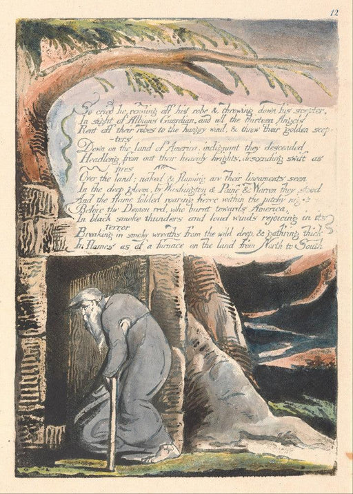 'America, A Prophecy (So Cried he)', William Blake, England, 1793, Reproduction 200gsm A3 Vintage Poster - World of Art Global Limited