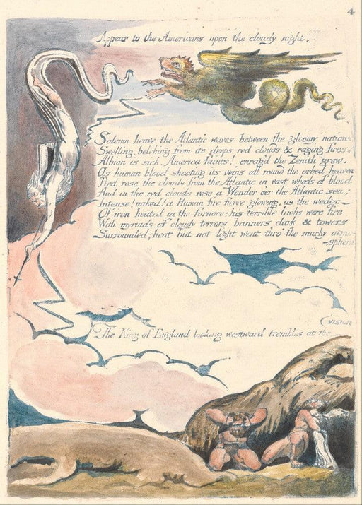 'America, A Prophecy  (Solemn heave the Atlantic Waves)', William Blake, England, 1793, Reproduction 200gsm A3 Vintage Poster - World of Art Global Limited