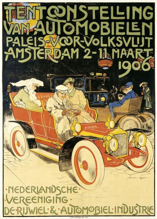 'Amsterdam Automobile Exhibition', 1906, Reproduction 200gsm A3 Vintage Art Nouveau Poster - World of Art Global Limited