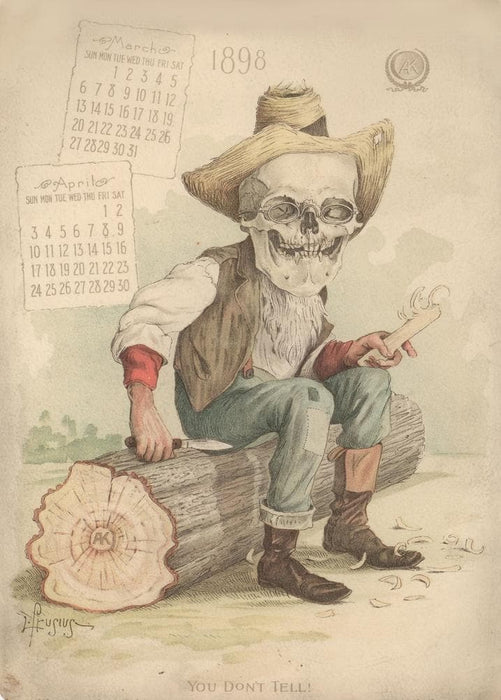 The Cowboy, from 'The Antikamnia Calendar', reproduction 200gsm A3 antique pharmaceutical poster