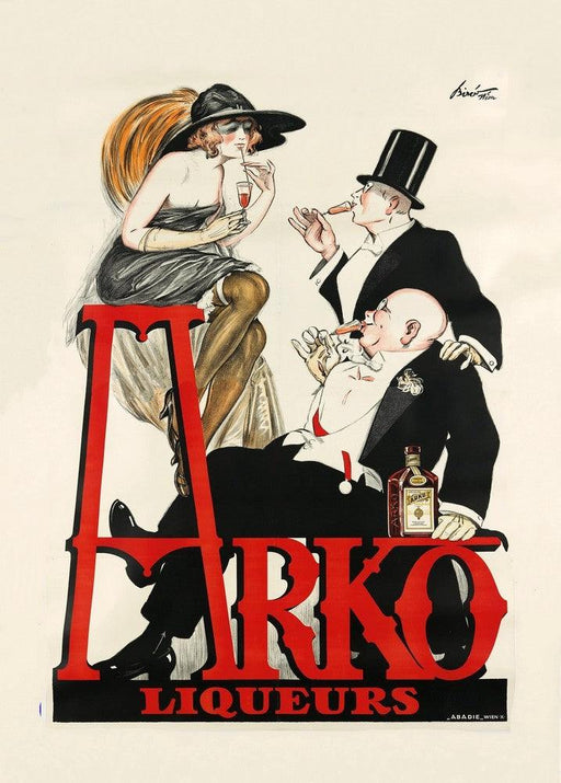 'Arko Liqueurs', Mihály Biró, Hungary, 1921, Reproduction 200gsm A3 Vintage Poster - World of Art Global Limited