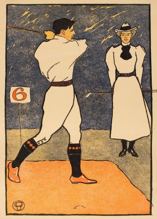 'At the Sixth', 1898, Reproduction 200gsm A3 Vintage Art Nouveau Golf Poster - World of Art Global Limited