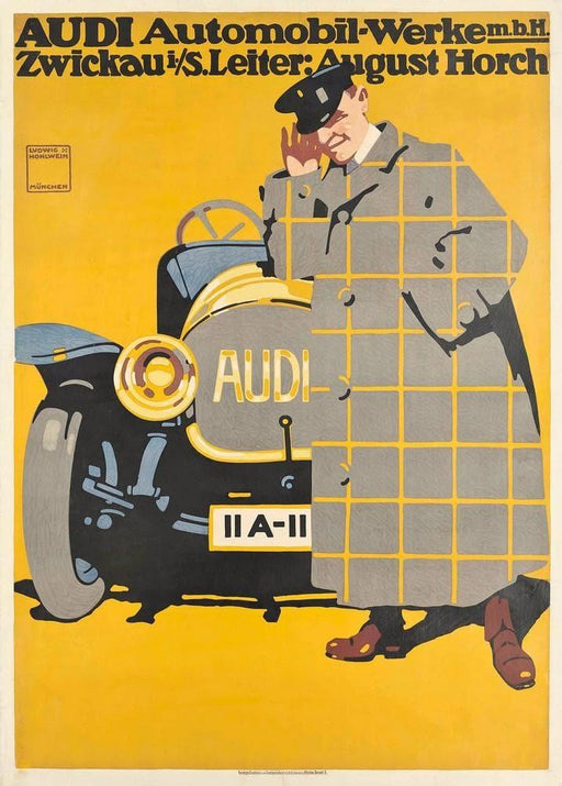 'Audi', Germany,1912 by Ludwig Hohlwein, Reproduction 200gsm A3 Vintage Art Nouveau Poster - World of Art Global Limited