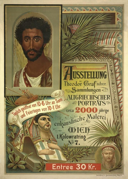 'Ausstellung der Theodor Graf schen Sammlung Altgriechischer Portrats', 1896, Reproduction 200gsm A3 Vintage Art Nouveau Poster - World of Art Global Limited