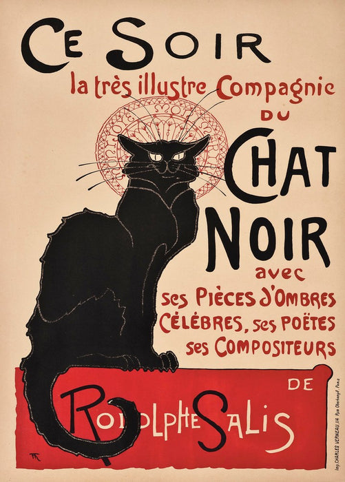 Theophile-Alexandre Steinlen 'Chat Noir', 1896, Swiss-French, Reproduction 200gsm A3 Vintage Art Nouveau Poster