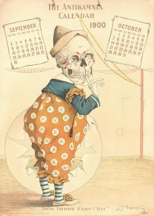 The Clown, from 'The Antikamnia Calendar', reproduction 200gsm A3 antique pharmaceutical poster