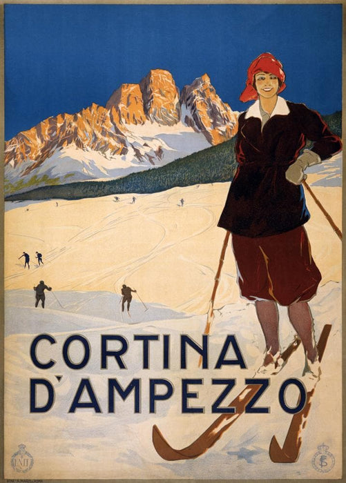 Vintage Travel Italy 'Cortina D'Ampezzo for Winter Sports', 1920, Reproduction 200gsm A3 Vintage Art Deco Travel Poster