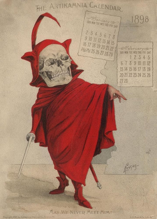 The Devil, from 'The Antikamnia Calendar', reproduction 200gsm A3 antique pharmaceutical poster