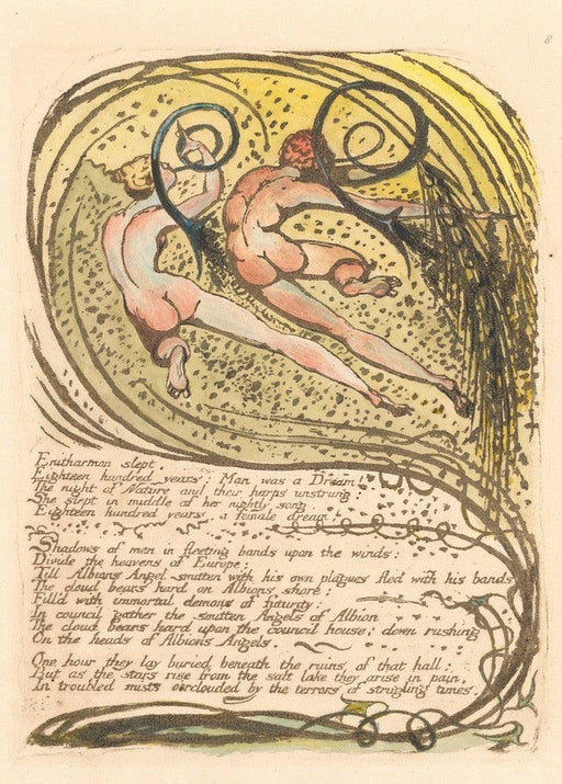 'Enitharmon Slept Eighteen Hundred Years', William Blake, England, 1794, Reproduction 200gsm A3 Vintage Poster - World of Art Global Limited