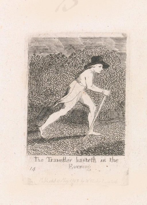 For Children, 'The Gates of Paradise. The Traveller hasteth in the Evening', William Blake, England, 1793, Reproduction 200gsm A3 Vintage Poster - World of Art Global Limited