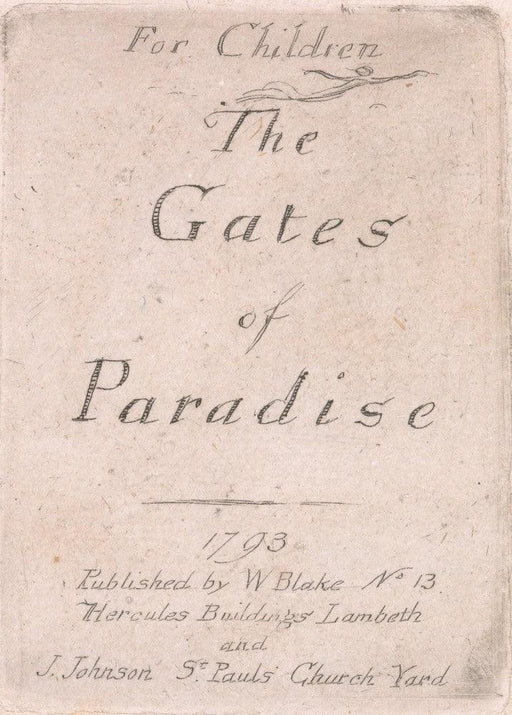 For Children, 'The Gates of Paradise. Title Page', William Blake, England, 1793, Reproduction 200gsm A3 Vintage Poster - World of Art Global Limited
