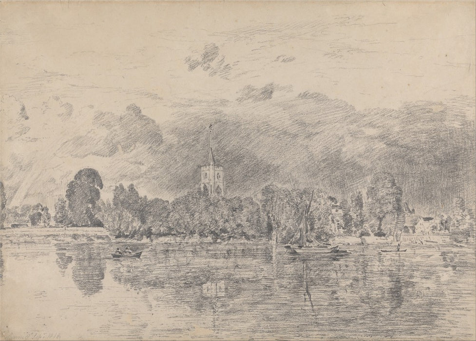 John Constable 'Fulham Church from across the River', 1818, 200gsm A3 Classic Art Poster