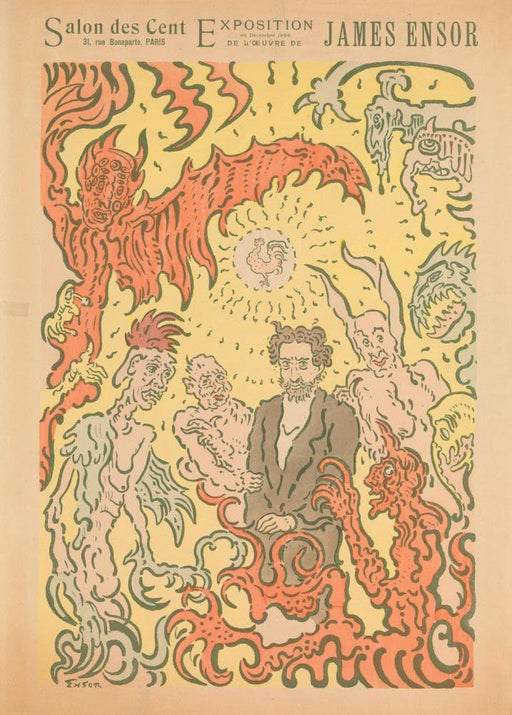'Salon des Cent James Ensor Exhibition, Paris, France, 1898', Reproduction 200gsm A3 Vintage Art Nouveau PosterReproduction 200gsm A3 Classic Vintage Poster - World of Art Global Limited