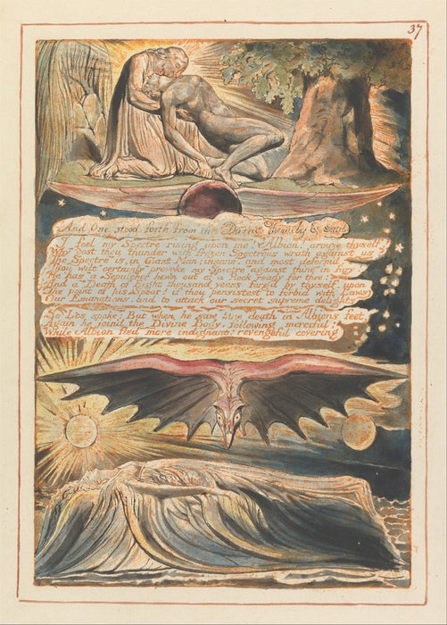Jerusalem Plate 37 'And one stood forth', William Blake, England, 1804-20., Reproduction 200gsm A3 Vintage Poster