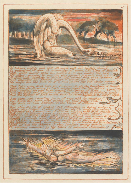 Jerusalem Plate 11 'To Labour mighty', William Blake, England, 1804-20., Reproduction 200gsm A3 Vintage Poster