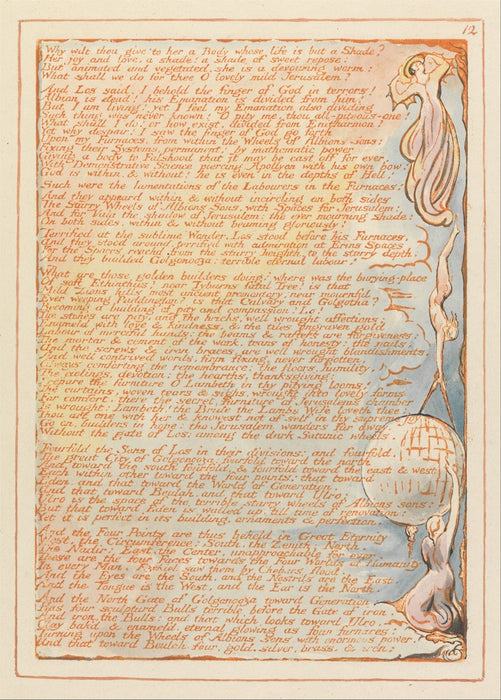 Jerusalem Plate 12 'Why wilt thye give to her', William Blake, England, 1804-20., Reproduction 200gsm A3 Vintage Poster