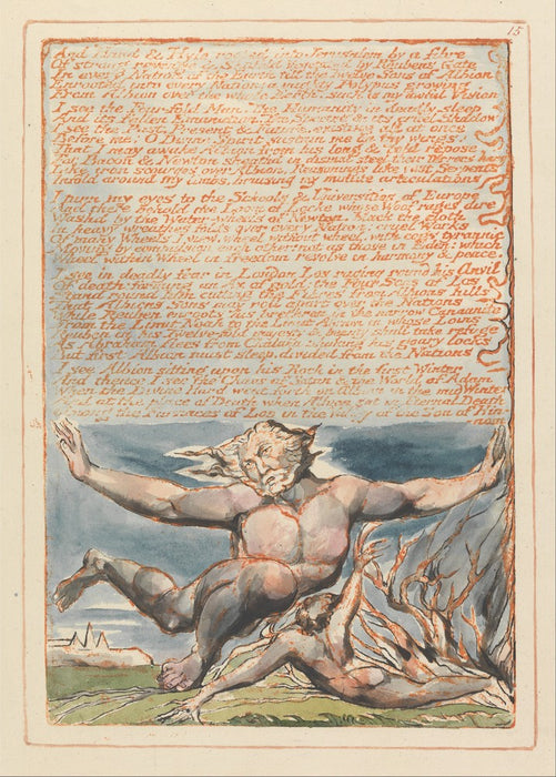 Jerusalem Plate 15 'And hand and hyle', William Blake, England, 1804-20., Reproduction 200gsm A3 Vintage Poster
