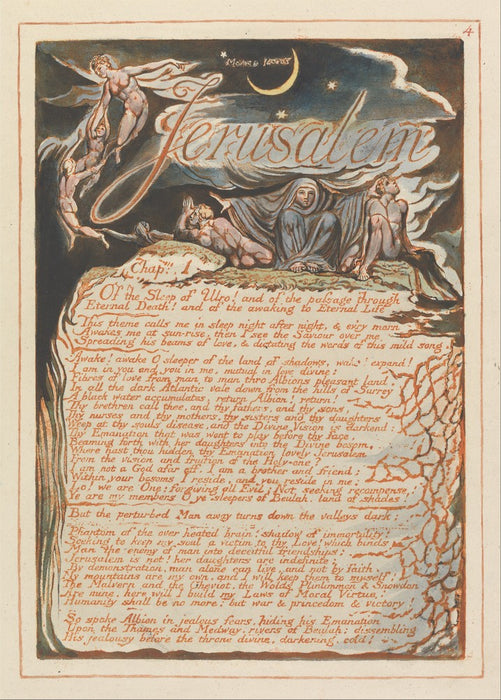 Jerusalem Plate 4, William Blake, England, 1804-20., Reproduction 200gsm A3 Vintage Poster