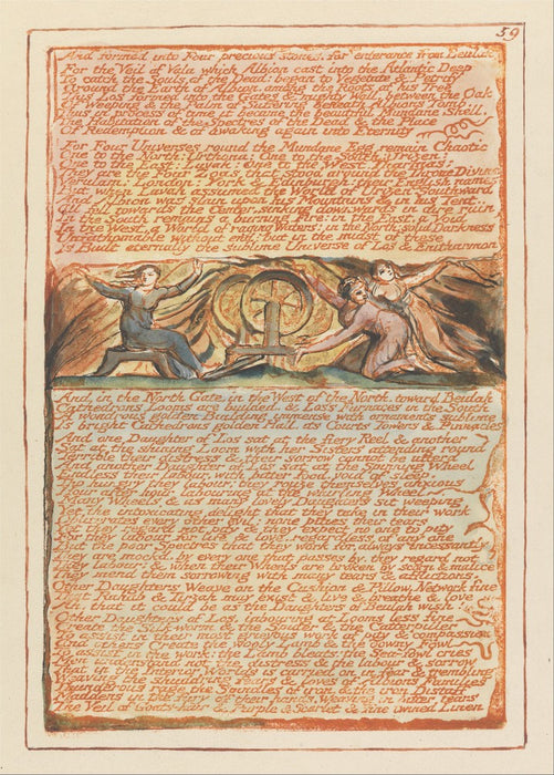 Jerusalem Plate 59 'And formed into Four precious stones', William Blake, England, 1804-20., Reproduction 200gsm A3 Vintage Poster