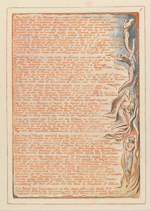 Jerusalem Plate 5, 'The banks of the Thames', William Blake, England, 1804-20., Reproduction 200gsm A3 Vintage Poster