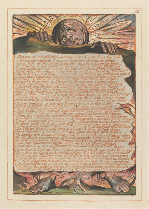 Jerusalem Plate 62 'Repose on me', William Blake, England, 1804-20., Reproduction 200gsm A3 Vintage Poster