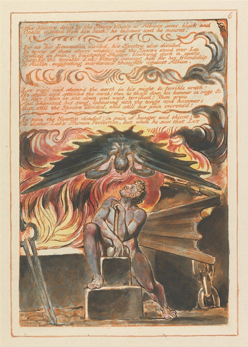 Jerusalem Plate 6,' His Spectre driv'n', William Blake, England, 1804-20., Reproduction 200gsm A3 Vintage Poster
