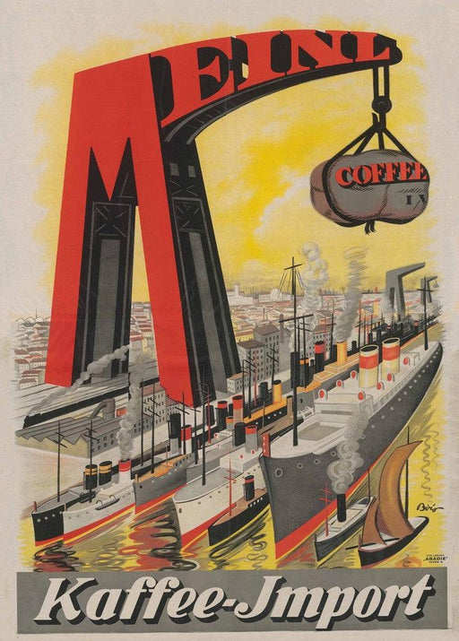 'Meinl Coffee'', Mihály Biró, Hungary, 1922, Reproduction 200gsm A3 Vintage Art Deco Poster - World of Art Global Limited