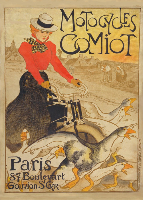 Theophile-Alexandre Steinlen 'Motocycles Comiot', 1899, Swiss-French, Reproduction 200gsm A3 Vintage Art Nouveau Poster