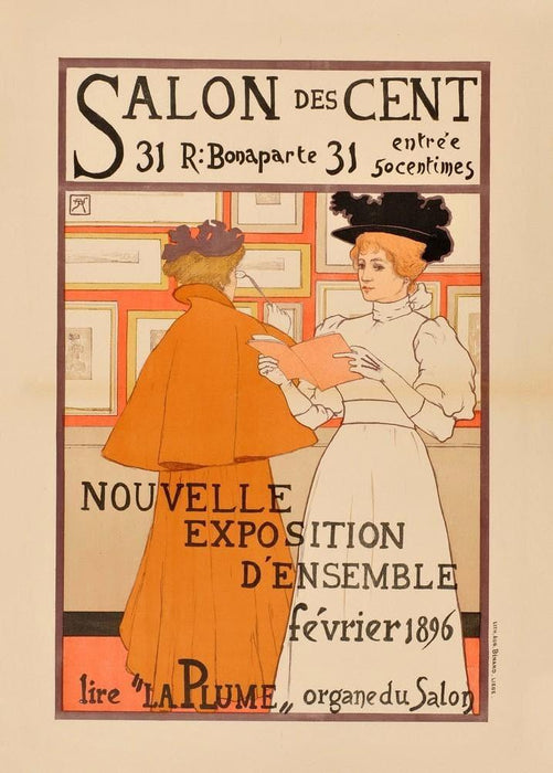 'Salon des Cent 19', 1896, Reproduction 200gsm A3 Vintage Art Nouveau Poster - World of Art Global Limited