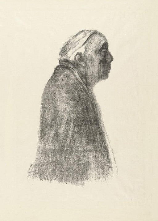 'Self-Portrait in Profile Toward Right', 1938, Käthe Kollwitz, Reproduction 200gsm A3 Vintage German Expressionism Poster - World of Art Global Limited