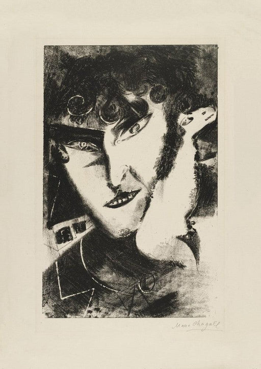 'Self-Portrait with Goat (Auto-portrait avec chèvre)', 1922-23, Marc Chagall, Reproduction 200gsm A3 Vintage Poster - World of Art Global Limited