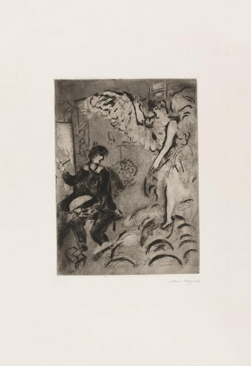 'The Angel and the Artist, 1924, Marc Chagall, Reproduction 200gsm A3 Vintage Poster - World of Art Global Limited