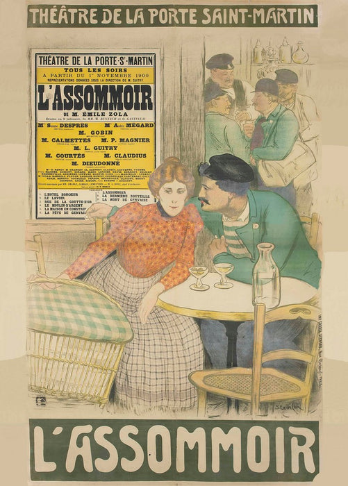 Theophile-Alexandre Steinlen 'The Assommoir, Theatre, France', 1900, Swiss-French, Reproduction 200gsm A3 Vintage Art Nouveau Poster