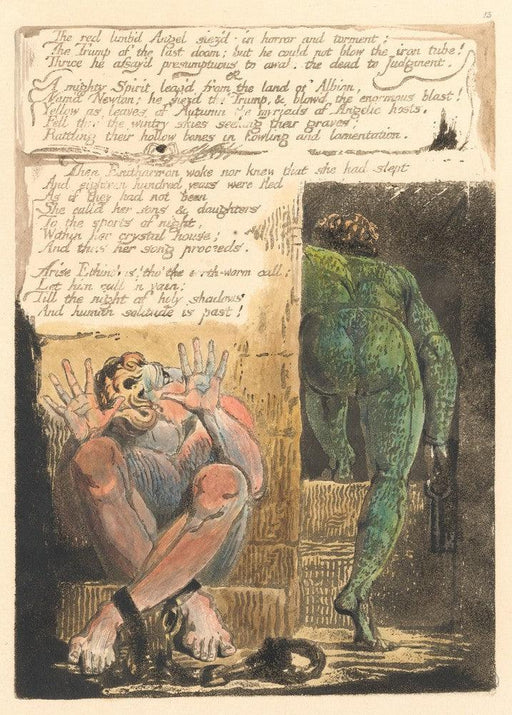 'The Red Limbid Angel seiz'd in horror', William Blake, England, 1794, Reproduction 200gsm A3 Vintage Poster - World of Art Global Limited