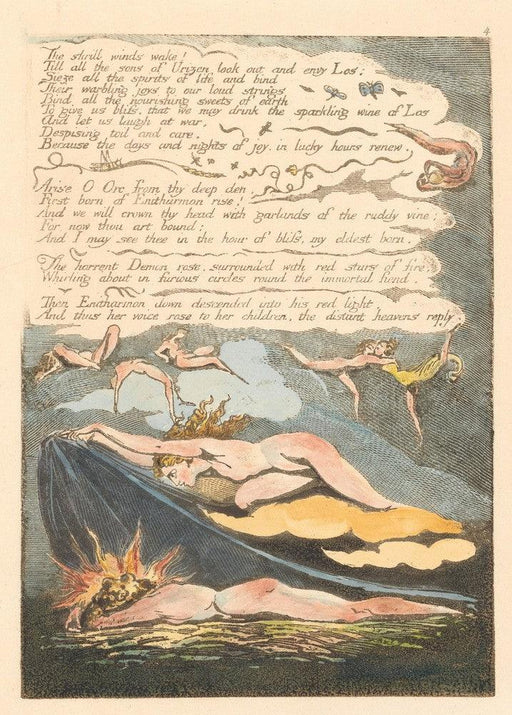 'The Shrill winds wake', William Blake, England, 1794, Reproduction 200gsm A3 Vintage Poster - World of Art Global Limited