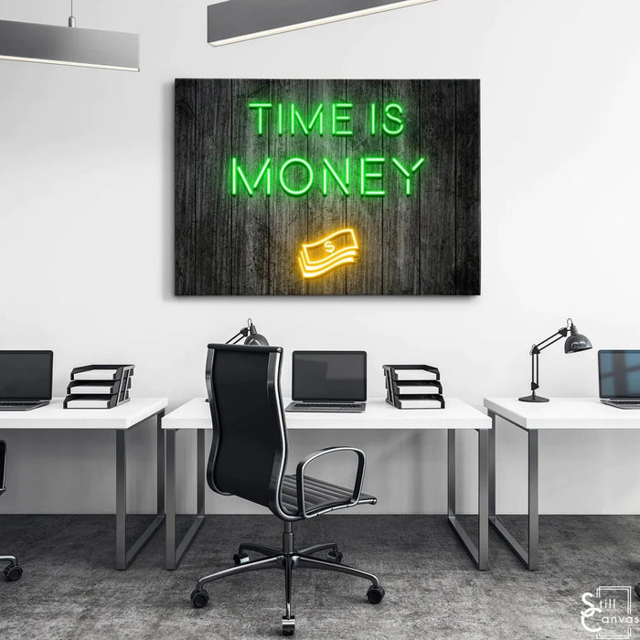 Time is Money - Canvas, Framed. Many Sizes Available