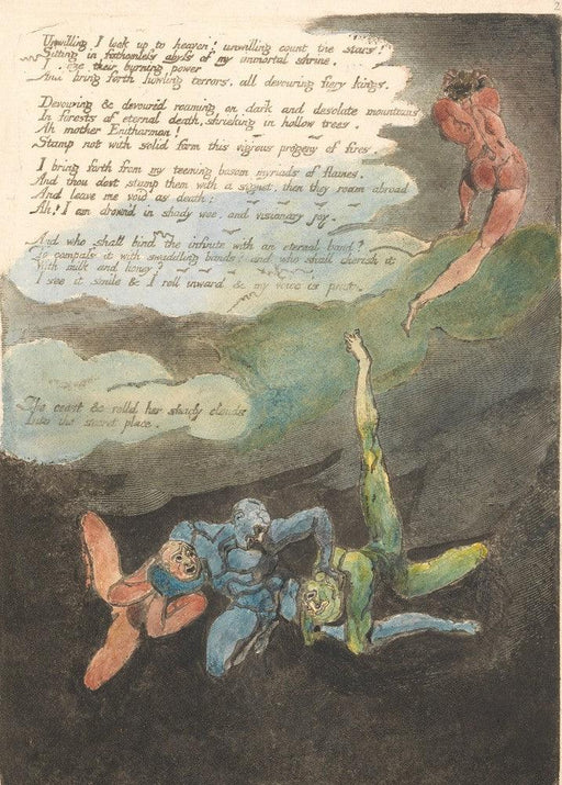 'Unwilling I look up to heaven', William Blake, England, 1794, Reproduction 200gsm A3 Vintage Poster - World of Art Global Limited