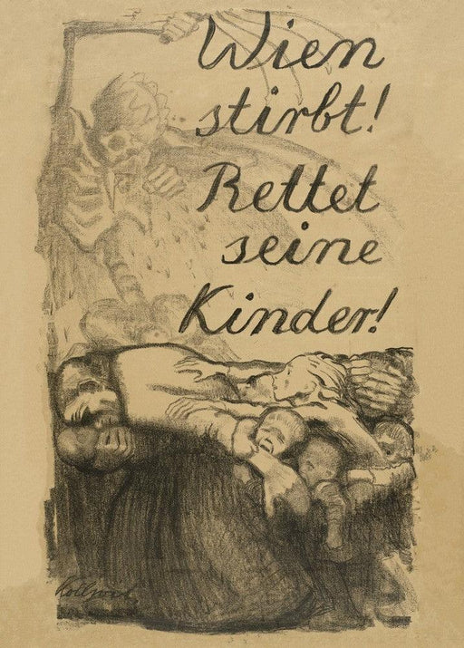 'Vienna Is Dying! Save Its Children!', 1920, Käthe Kollwitz, Reproduction 200gsm A3 Vintage German Expressionism Poster - World of Art Global Limited