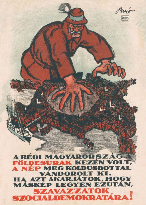 'Vote for the Social Democratic FZEK', Mihály Biró, Hungary, 1918, Reproduction 200gsm A3 Vintage Poster - World of Art Global Limited