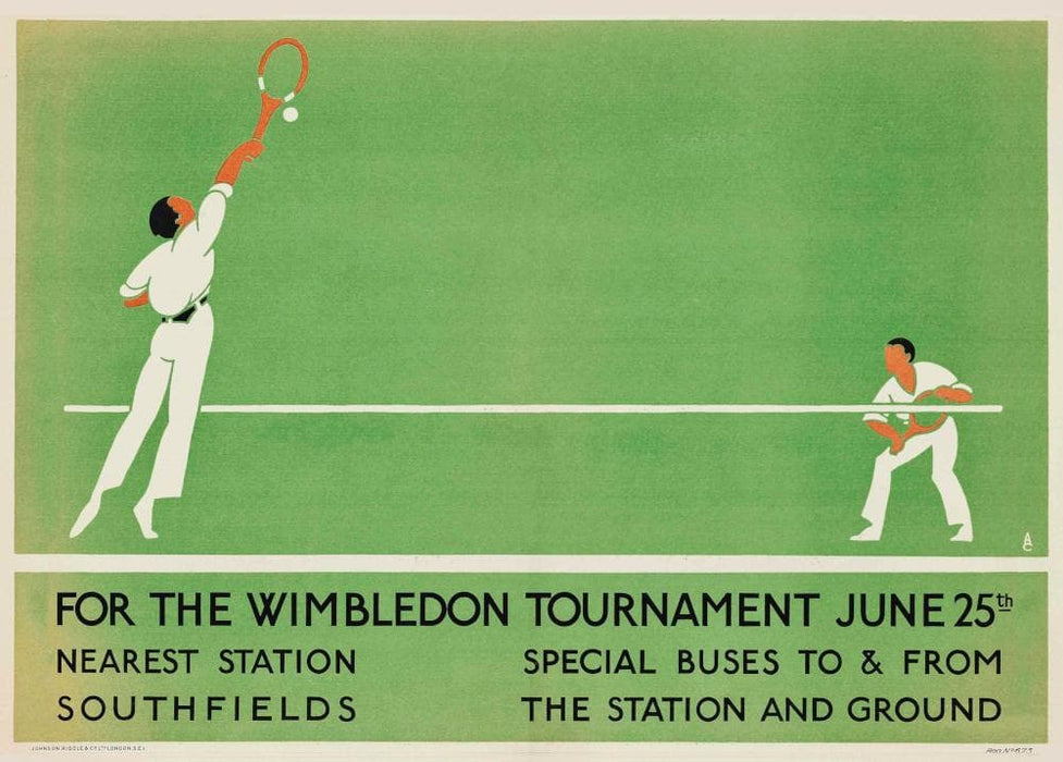 Vintage Tennis 'Wimbledon by London Underground', England, 1922, Reproduction 200gsm A3 Vintage Art Deco Sports Poster