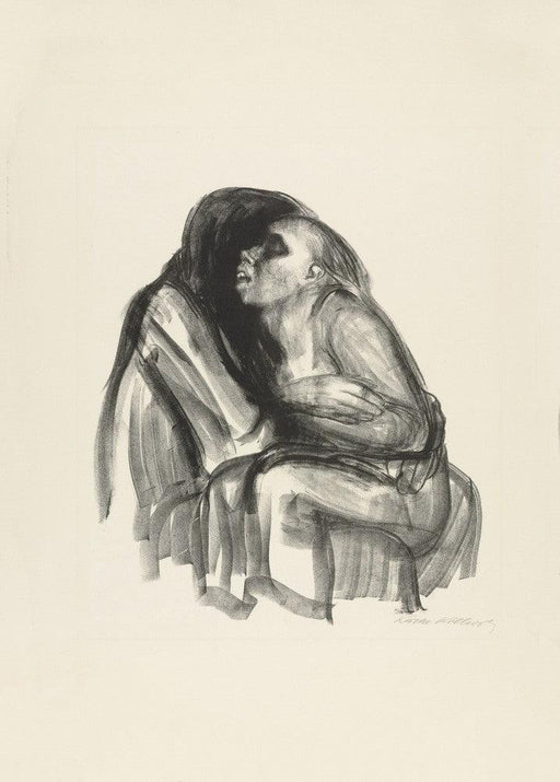 'Young Girl in the Lap of Death', 1934, Käthe Kollwitz, Reproduction 200gsm A3 Vintage German Expressionism Poster - World of Art Global Limited