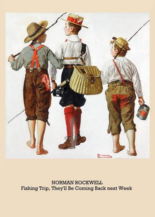 Norman Rockwell 'Fishing Trip, They'll Be Coming Back Next Week', U.S.A, 1919, Reproduction 200gsm A3 Vintage Classic Art Poster