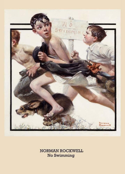 Norman Rockwell 'No Swimming', U.S.A, 1921, Reproduction 200gsm A3 Vintage Classic Art Poster