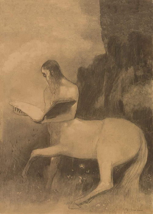 Odilon Redon 'Centaur Reading', France, 1880, Reproduction 200gsm A3 Vintage Classic Art Poster