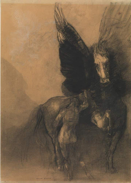 Odilon Redon 'Pegasus and Bellerophon', France, 1881, French Reproduction 200gsm A3 Vintage Classic Art Poster