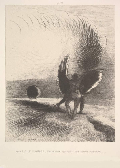 Odilon Redon 'The Shadow of The Wing, The Black Creature bit', France, 1891, Reproduction 200gsm A3 Vintage Classic Art Poster